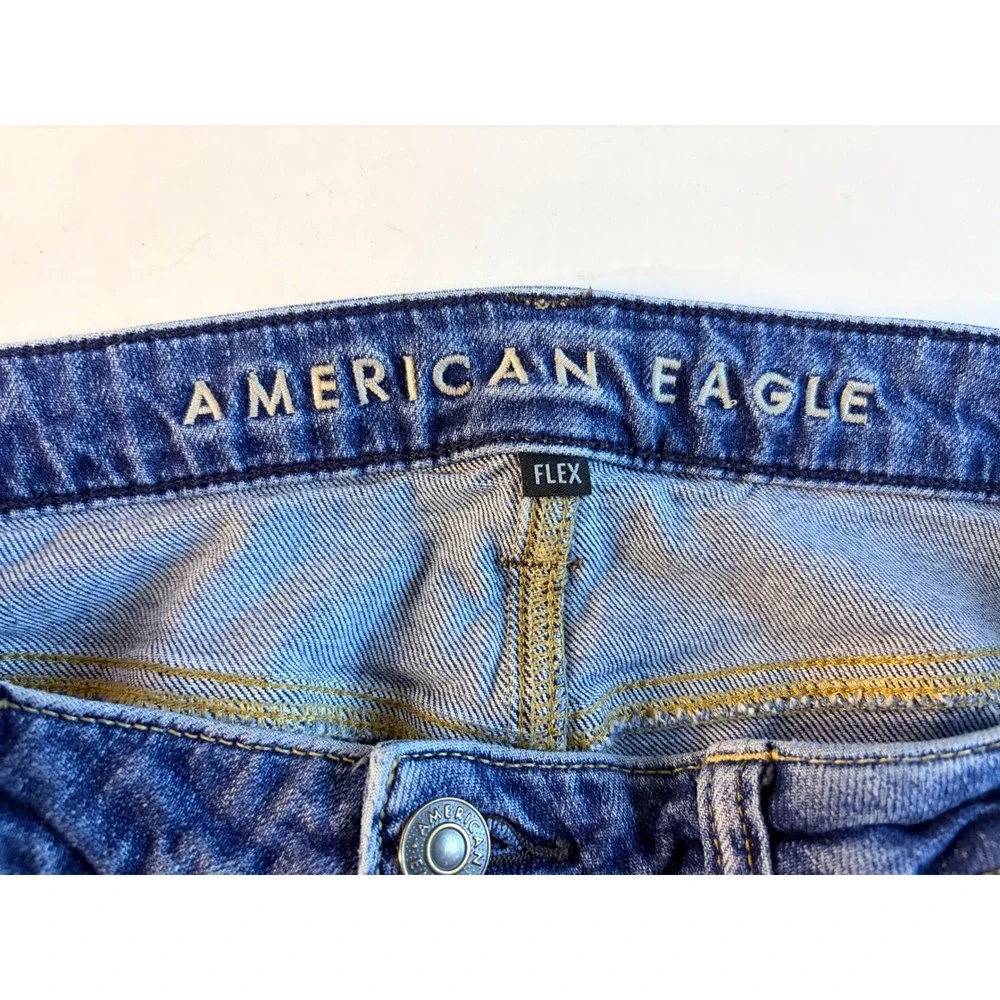 American Eagle Flex Mens 34x34 Medium Wash Straight Leg Denim Jeans Blue